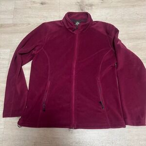 Eastern Mountain Sports Fleece Jacket Full Zip Pockets Burgundy‎ XL Womens EMS